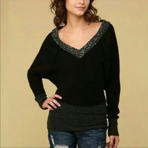 Free People Get On The Glitz Wool Sweater SMALL